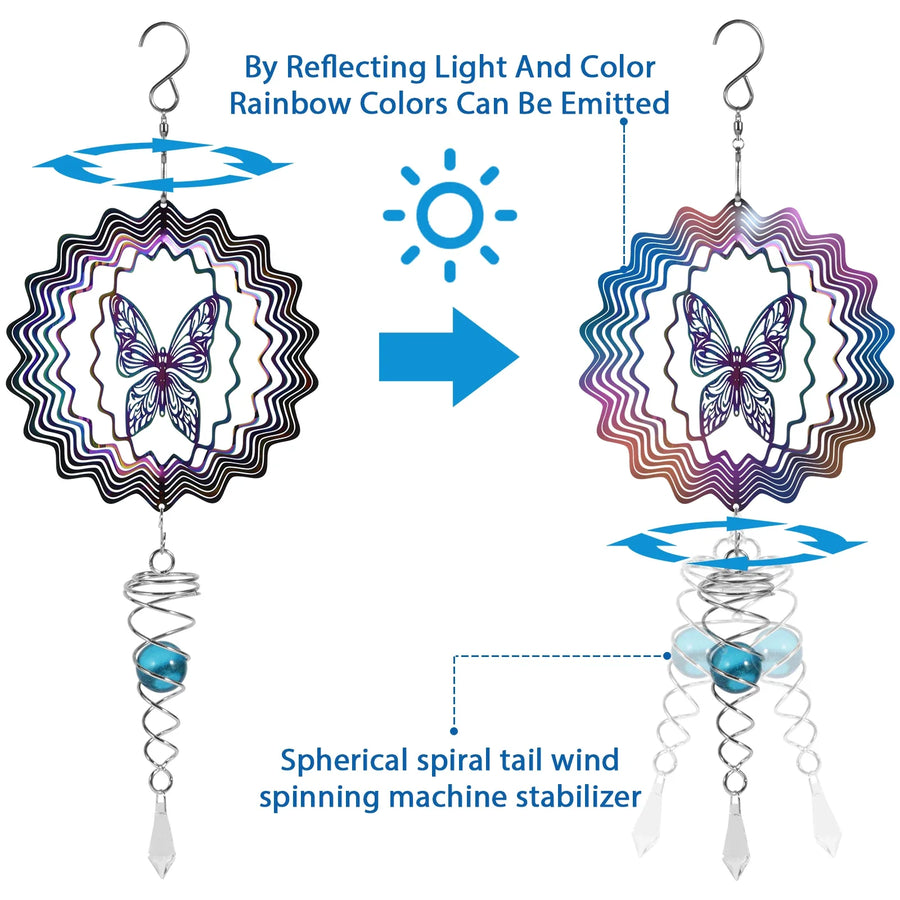 Stainless Steel Spiral Tail Outdoor 3D Wind Spinners - Image 6