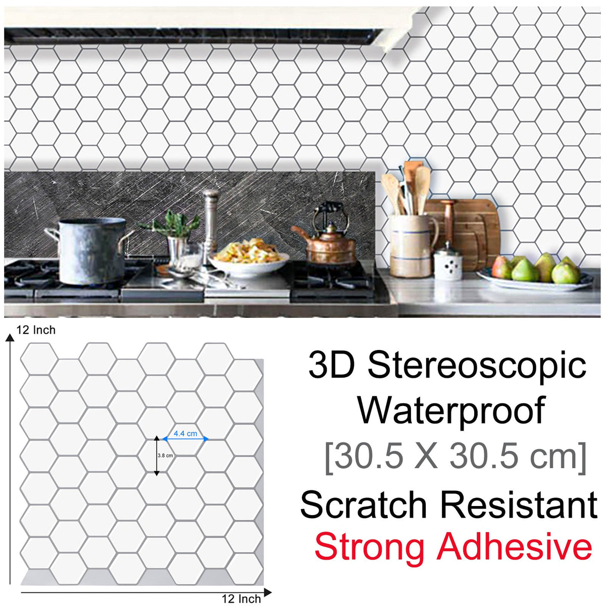 3D Self-Adhesive Hexagonal Wall Stickers