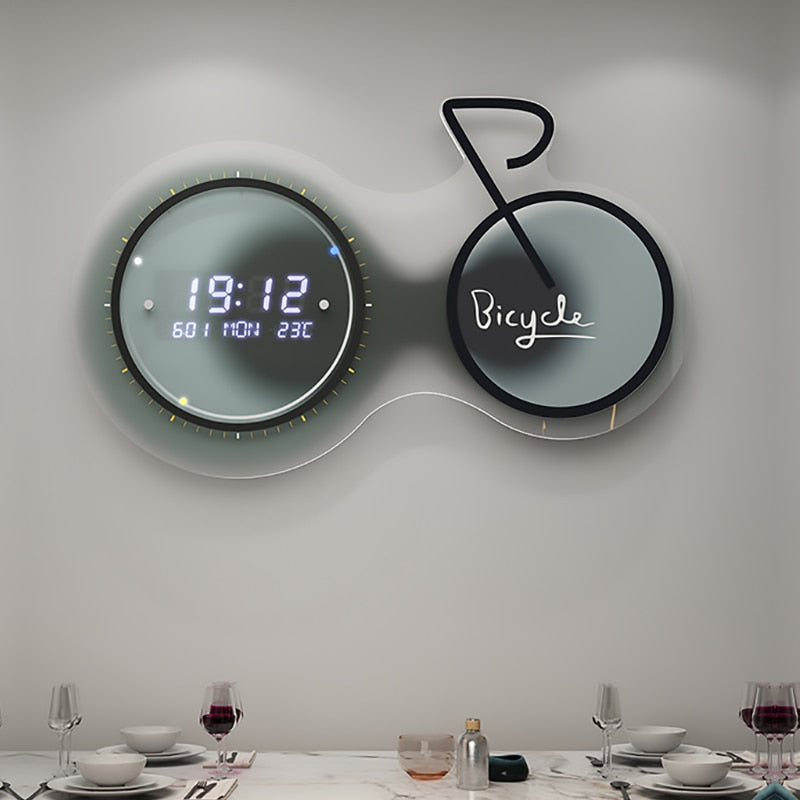 3D Luminous Modern Led Digital Bike Wall Clock