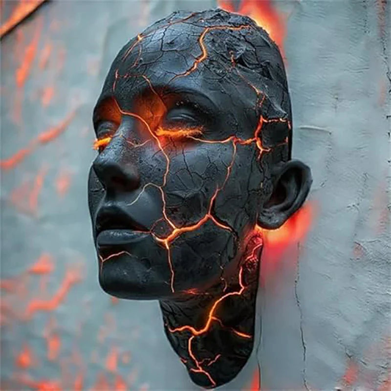 Volcanic Face Lava Crack Wall Art Lamp - Image 0