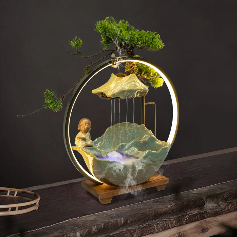 Waterfall Fortune LED Incense Burner Zen Decor - Image 1