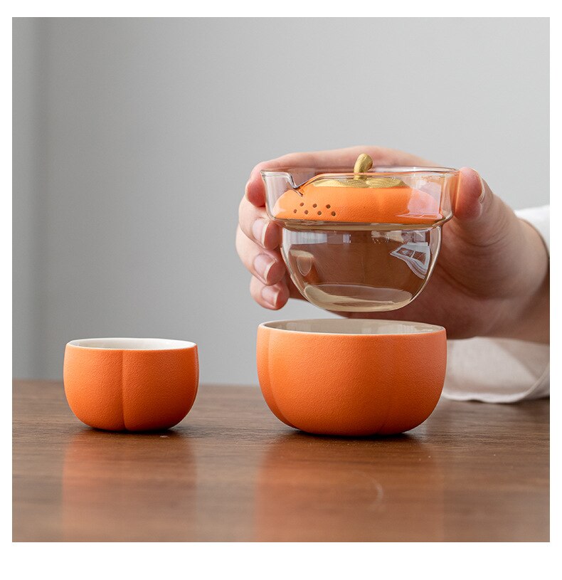 Mini Pumpkin Ceramic Teapot Set - Image 1