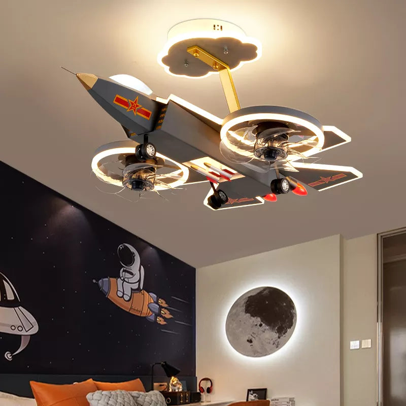 Kids Dream Jet Remote Control Ceiling Fan Light - Image 0