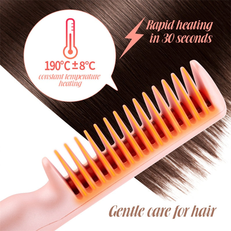 Mini Electric Hair Straightener Brush Comb