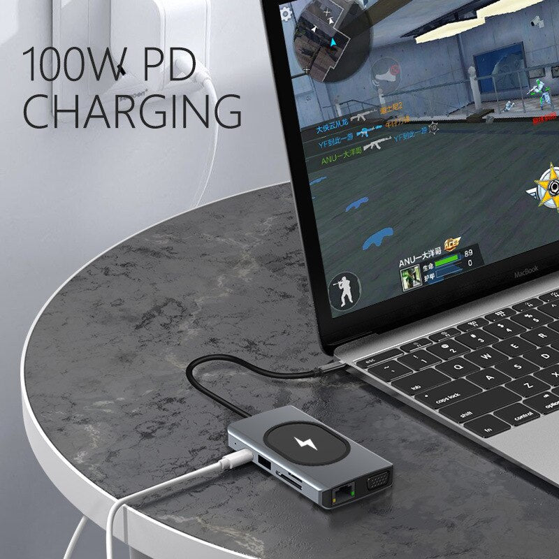 USB Type C Adapter For MacBook Pro with Wireless Charger - Image 3