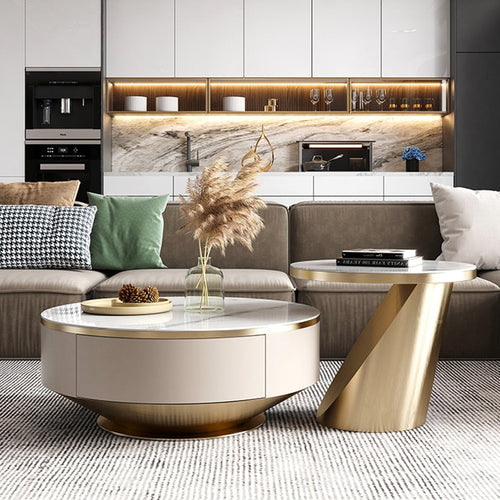 Chich Stone Elegant Modern Marble Coffee Table Set - Image 0