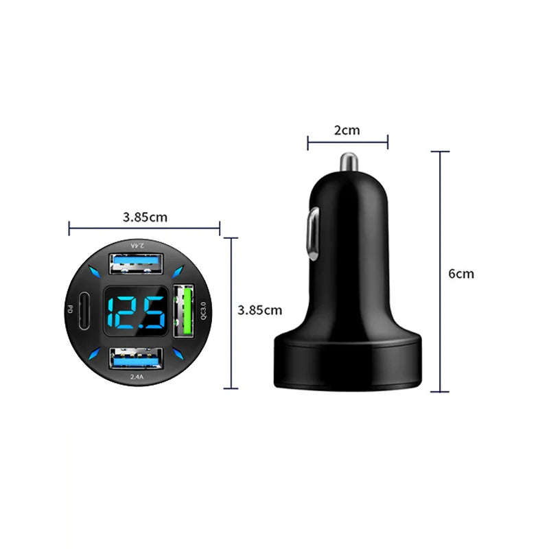 4-Port Digital Car Lighter Fast Charger - Image 6