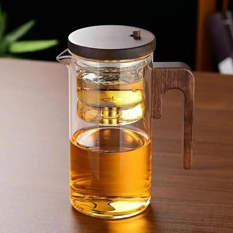 Teiera In Vetro Borosilicato 520ml Con Filtro Magnetico - Separazione Acqua/Tè, Manico In Legno - Tranquili Tea - Foto 2