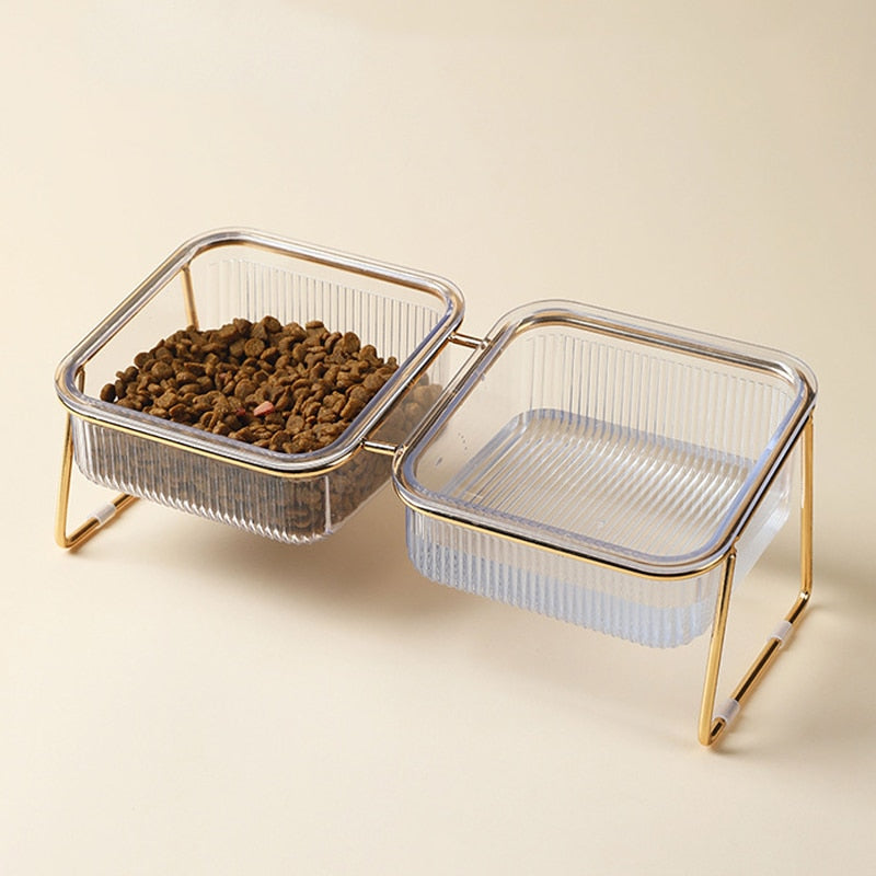 Transparent Non-slip Double Pet Bowl