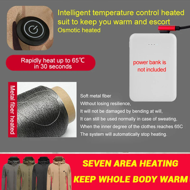 Hooded Heated Winter Camping Jacket - Image 4