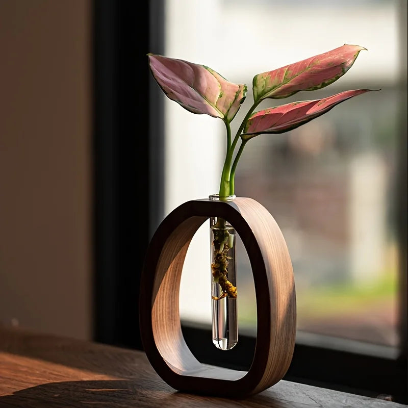 Oval Wood Frame Single Stem Vase - Image 0