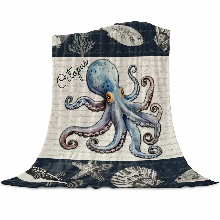 Octopus Shell Starfish Throw Blanket - Image 5