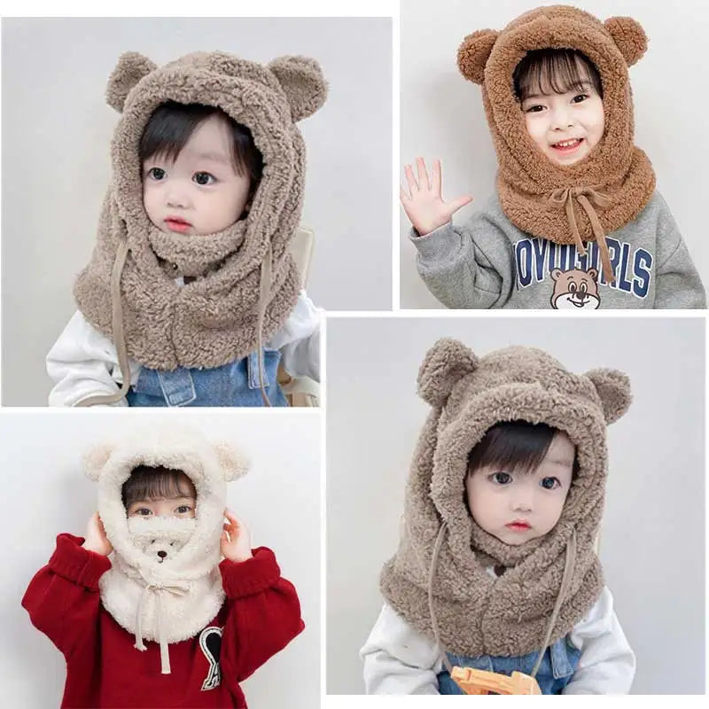 Plush Warm Bear Winter Scarf Mask