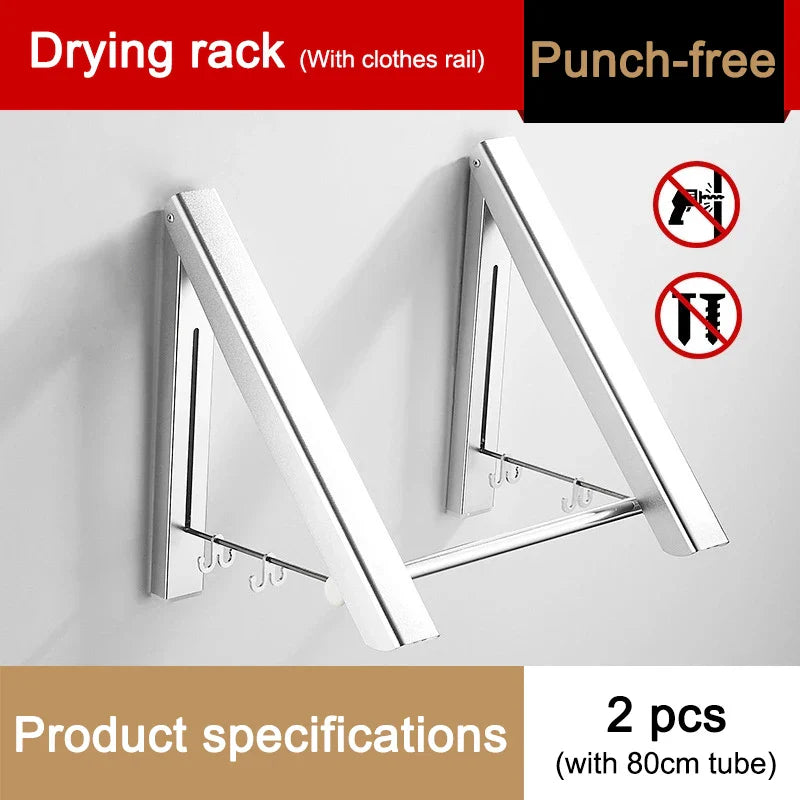 Space Saver Foldable Wall Clothes Aluminum Rack - Image 8