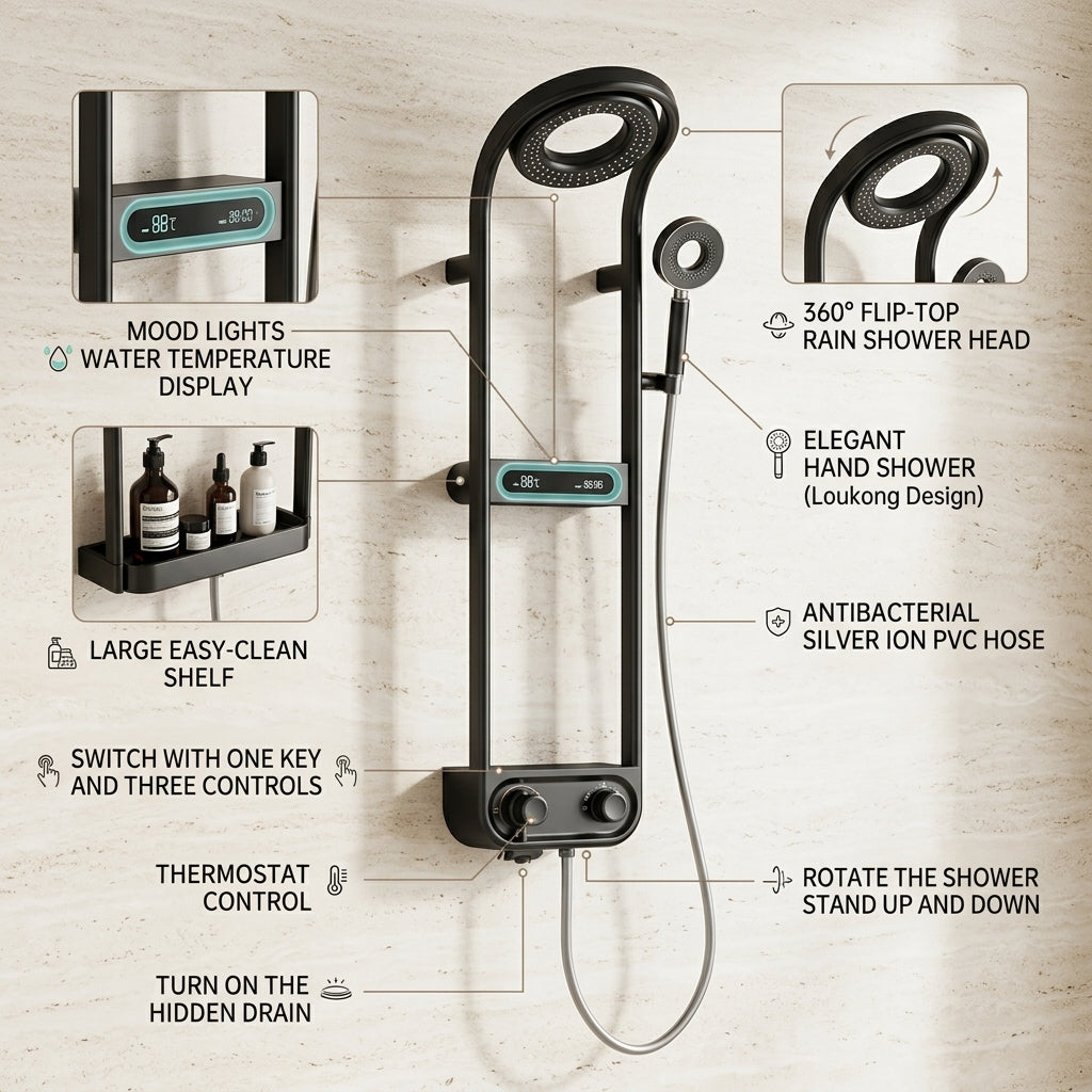 Spa Time Rainfall Elegant Digital Shower Set - Image 5
