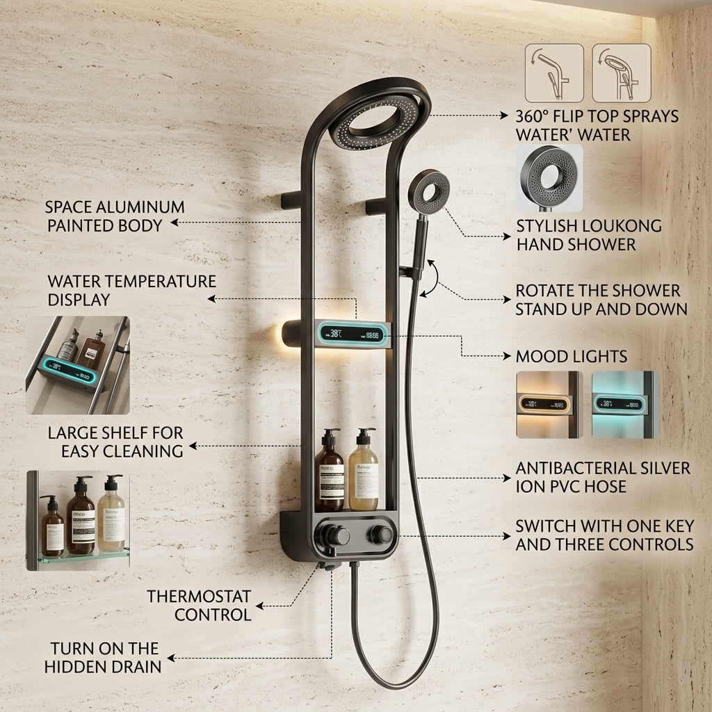 Spa Time Rainfall Elegant Digital Shower Set - Image 1