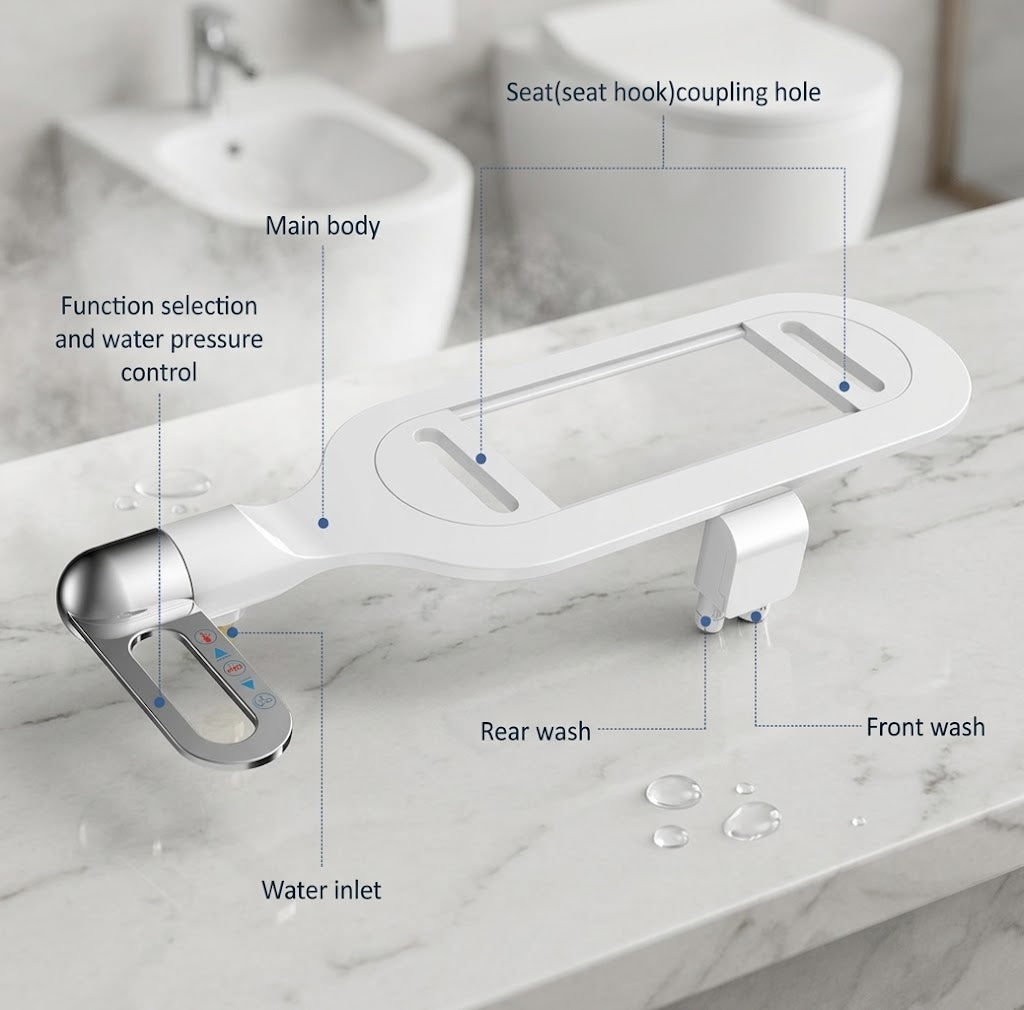 Ultra-Slim Adjustable Water Manual Bidet - Image 1