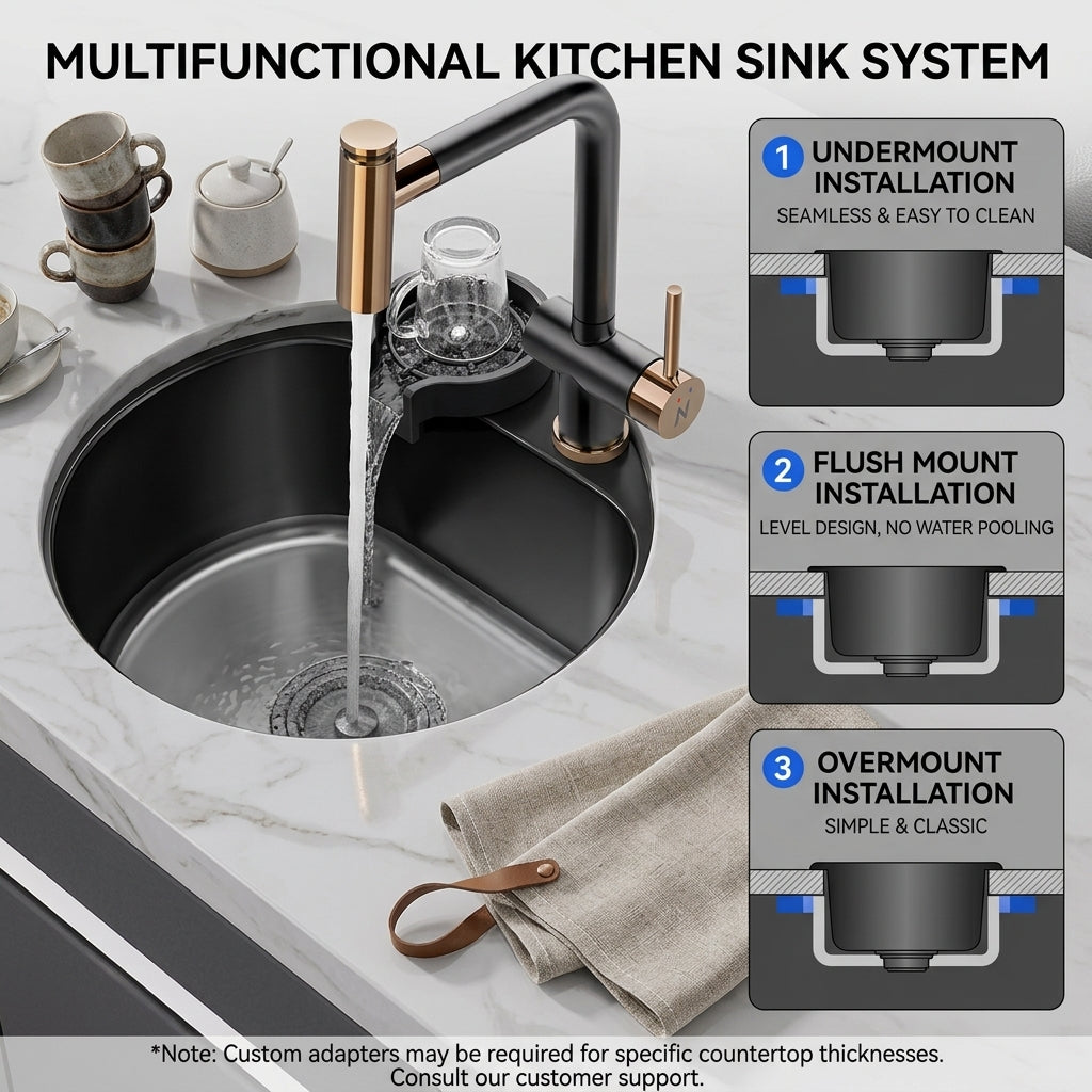 Orbico Deep-Basin Round Stainless Steel Kitchen Sink - Image 4