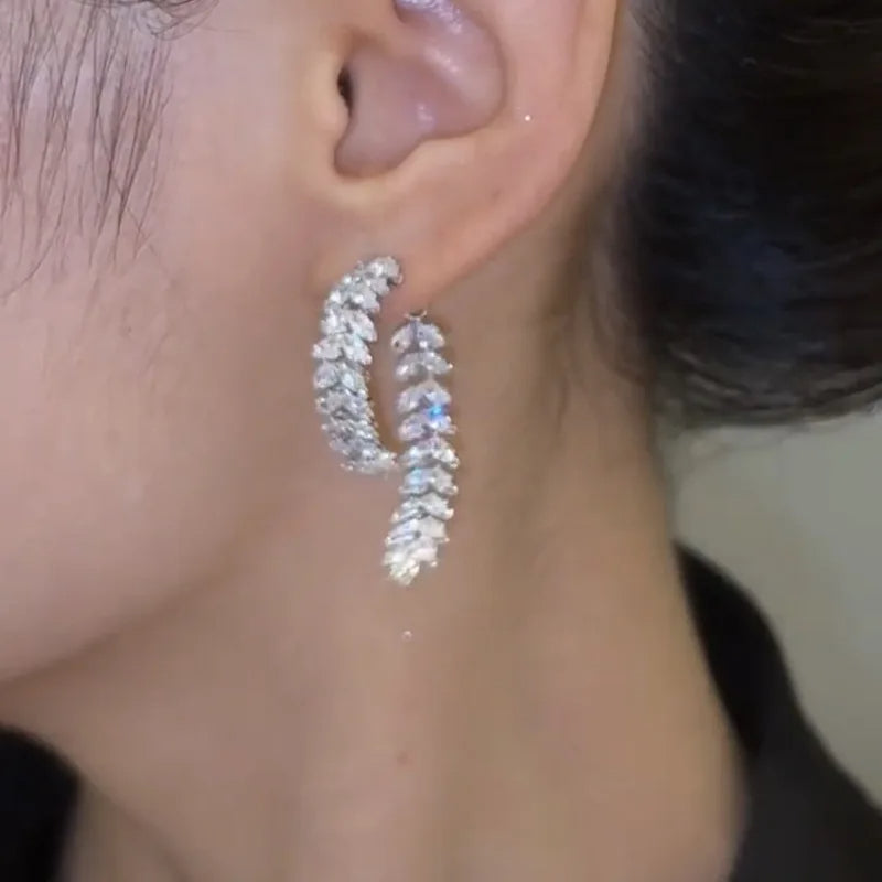 Winter Breeze Zircon Flower Earrings - Image 2