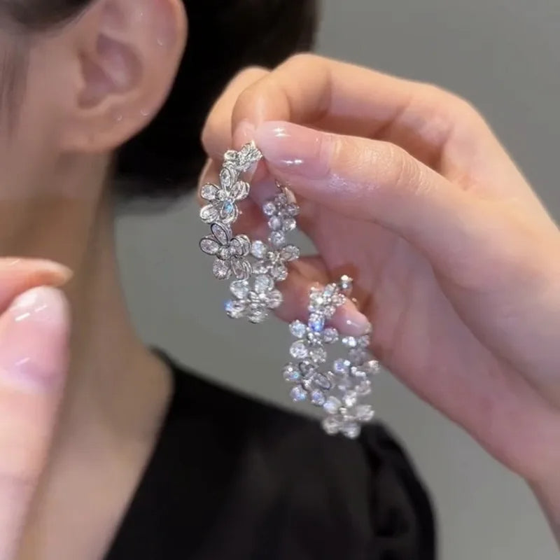 Winter Breeze Zircon Flower Earrings - Image 7