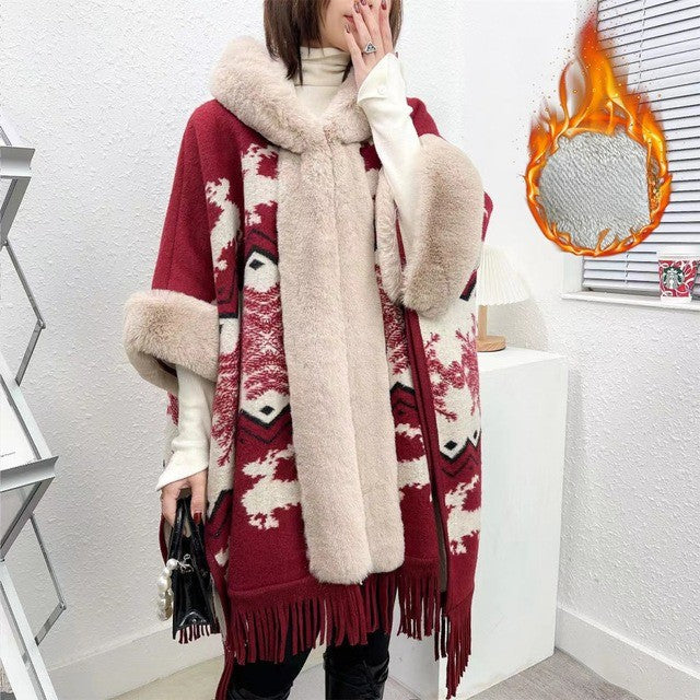 Wearable Blanket Women Lining Long Poncho