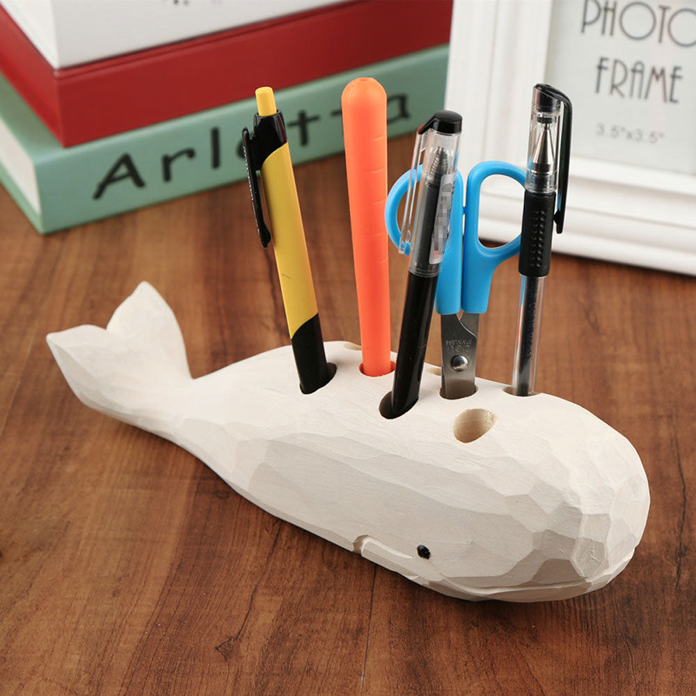 Wooden Whale Creative Pen Holder