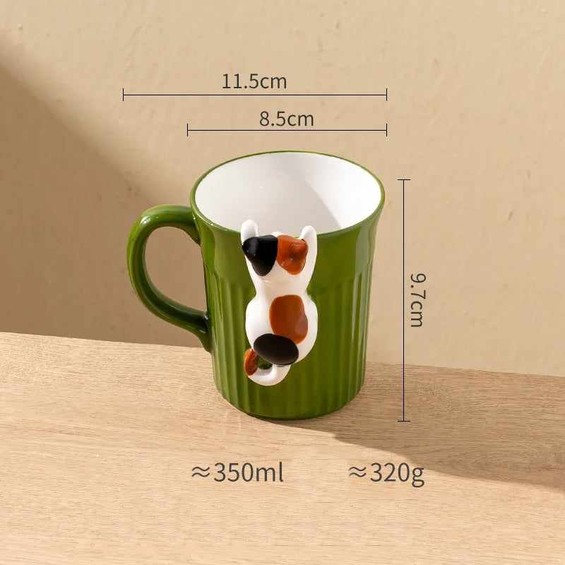 Cute Climbing Cat Ceramic Mug