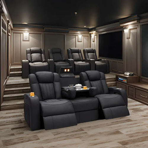 Leather Electric Power Reclining Cinema Sofa - Image 0