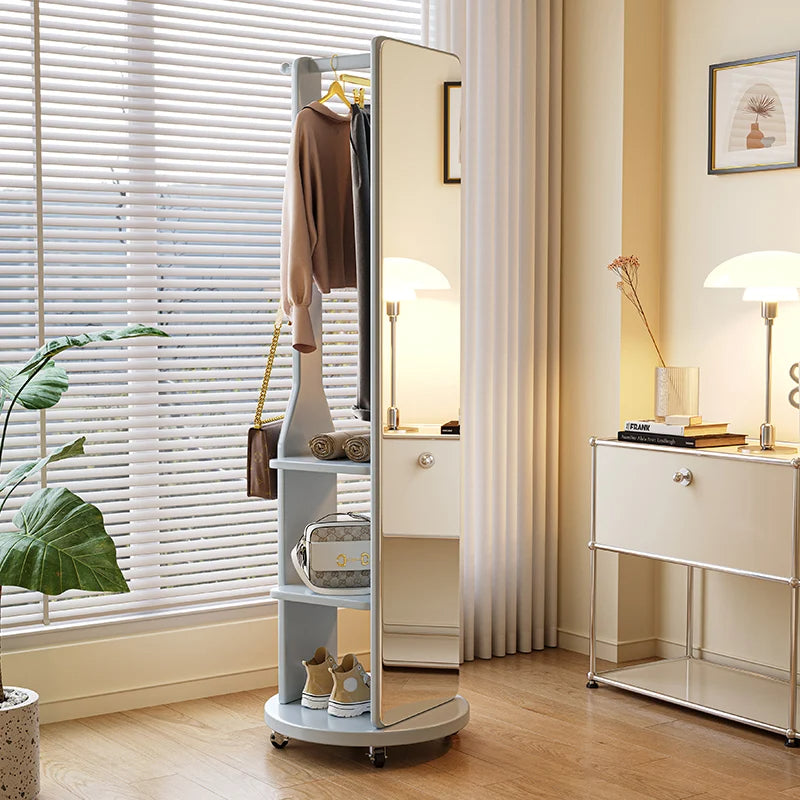 Rotatable Full-Body Mobile Mirror Coat Organizer - Image 8