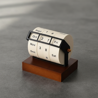 Mid-Century Rotating Wooden Perpetual Desk Calendar - Image 2