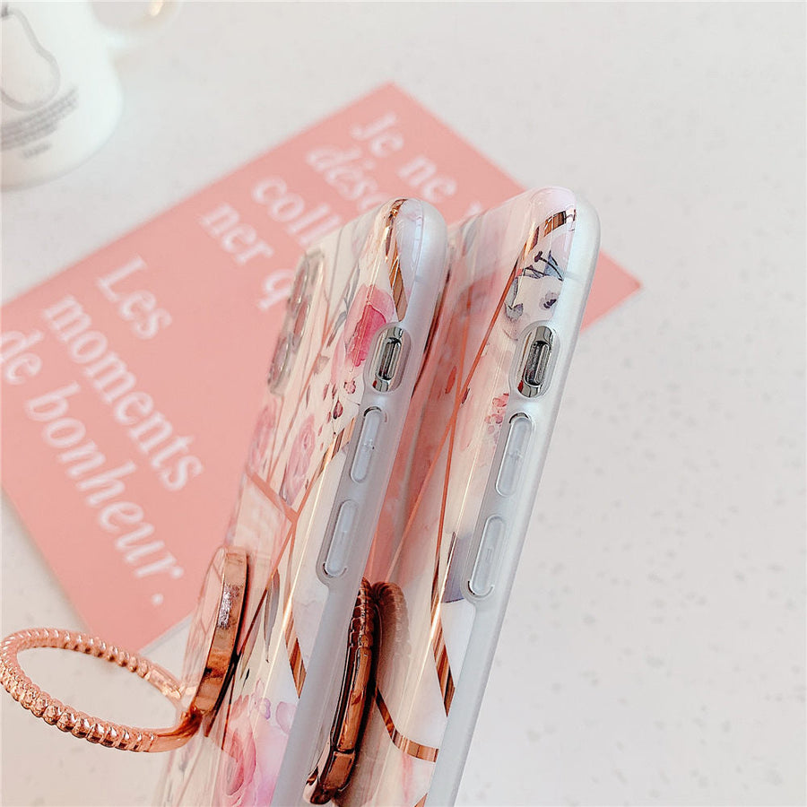 Golden Silver Finger Ring Holder Marble Iphone Cases - Image 1