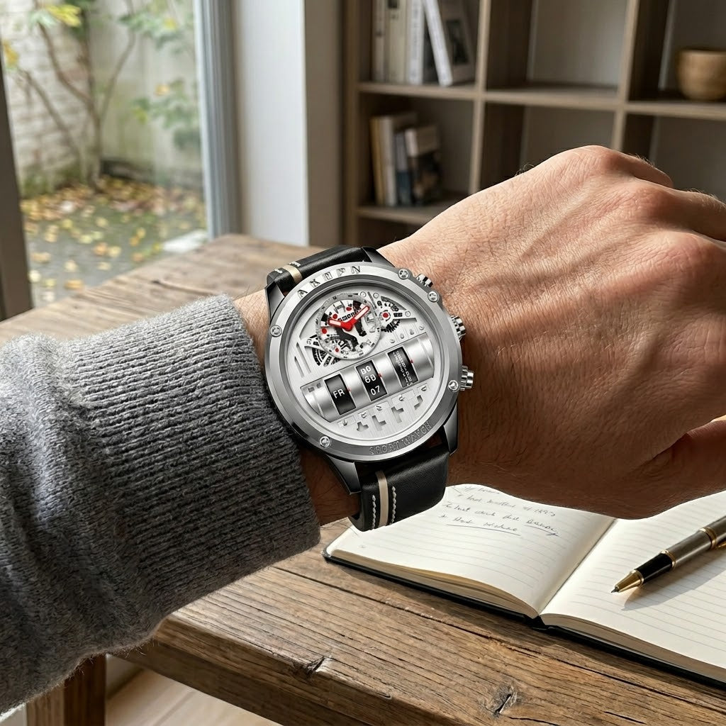 Time Capsule Rotating Calendar Engine Dial Watch - Image 2