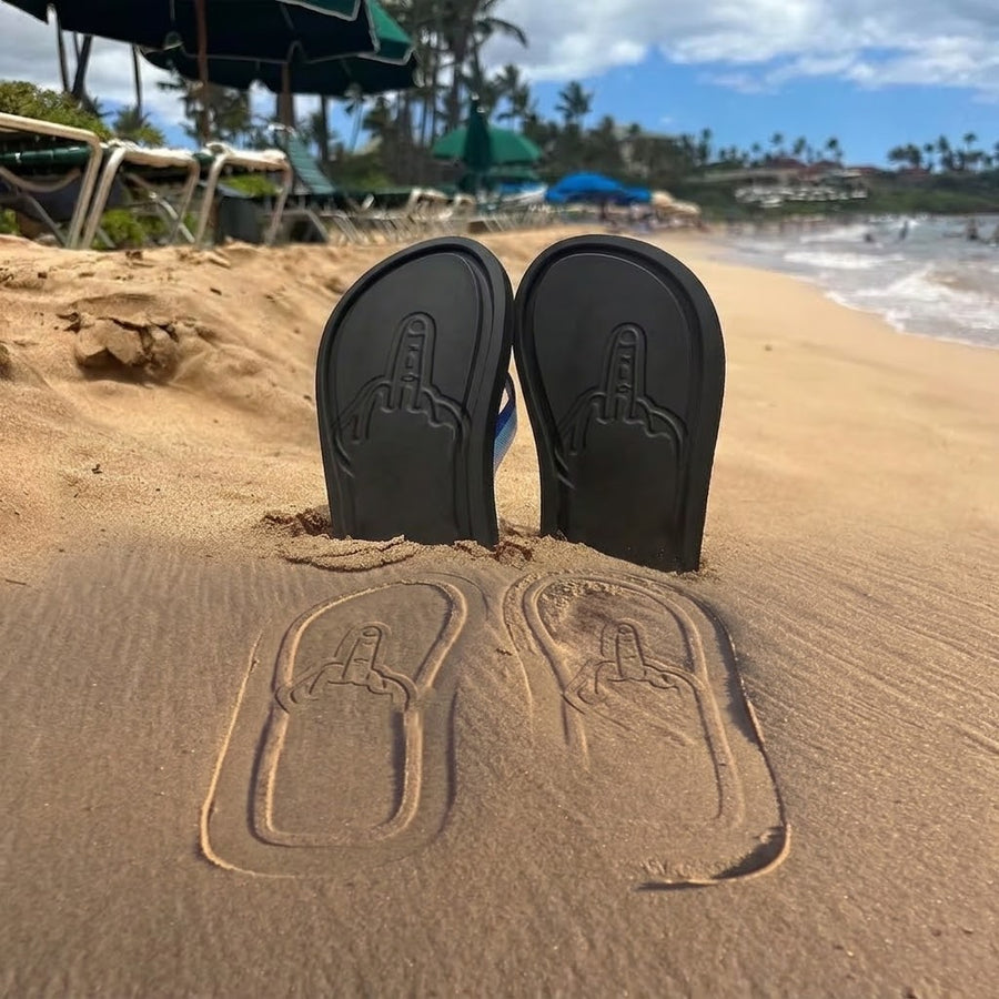 Buzz Off Middle Finger Beach Slippers