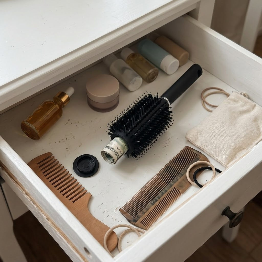 Hidden Compartment Travel Hair Brush - Image 1