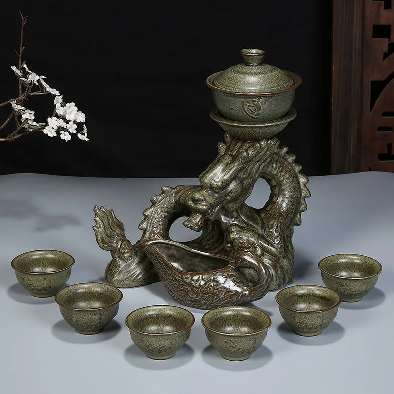 Ceramic Portable Traditional Dragon Tea Set