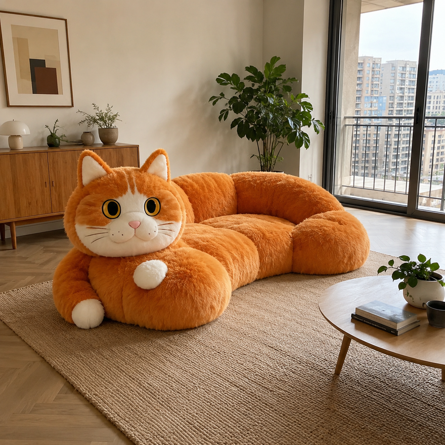 Giant Cat Plush Lounge Sofa Bed