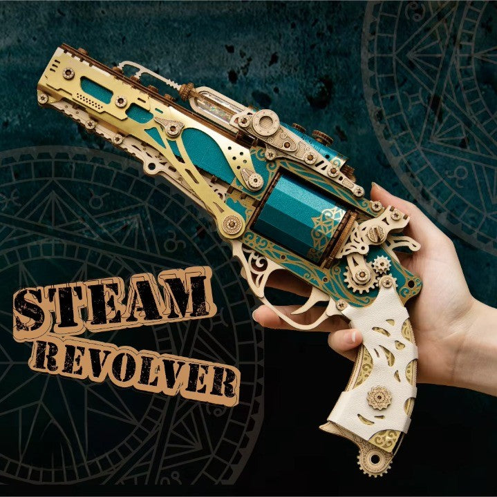 Mechanical Steampunk DIY Wooden Puzzle Toy Revolver - Image 5