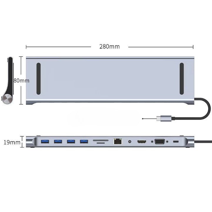 12in1 USB-C Multiport Connector Dock Station - Image 2
