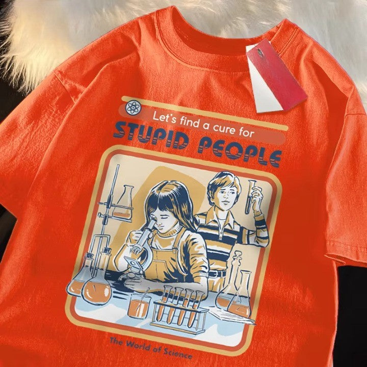 Let's Find a Cure For Stupid People Funny Cotton T-Shirt - Image 3