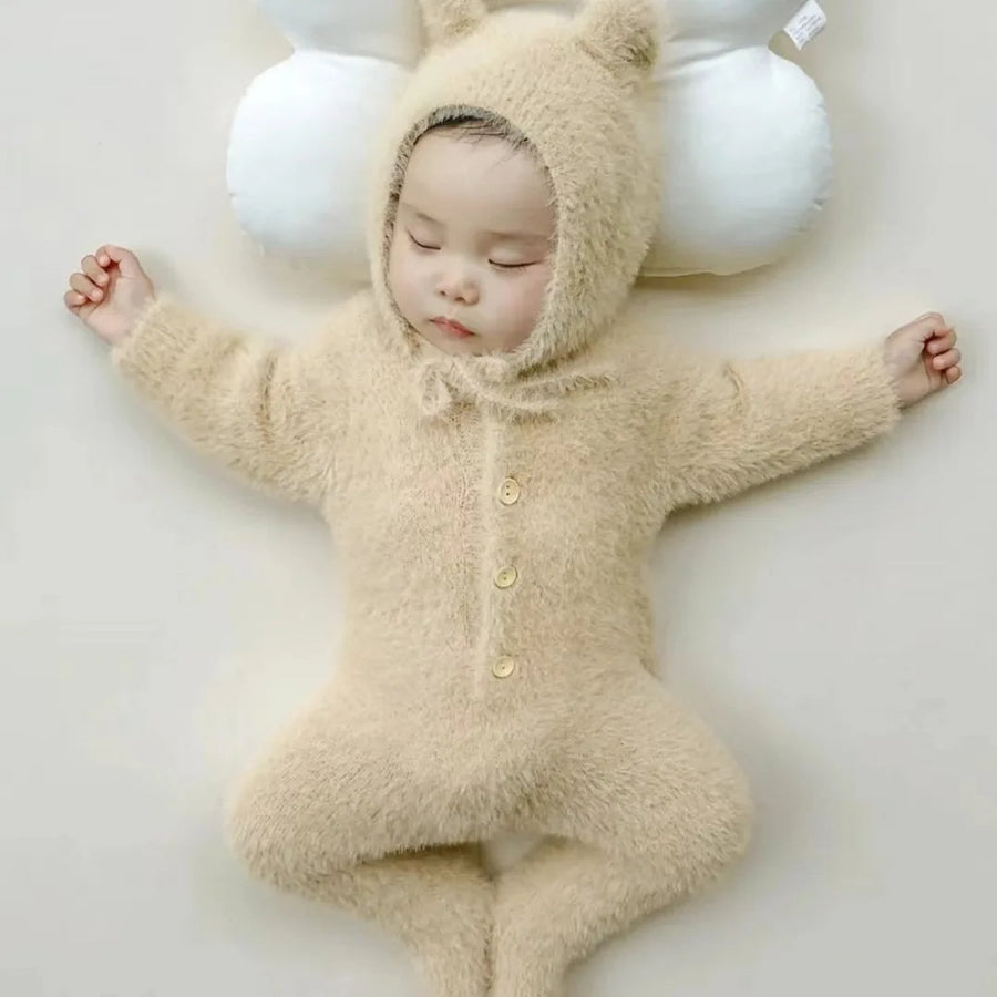 Cozy Bear Plush Newborn Jumpsuit - Image 4