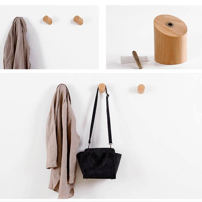 Nordic Wooden Easy Wall-Mounted Clothes Hanger - Image 5