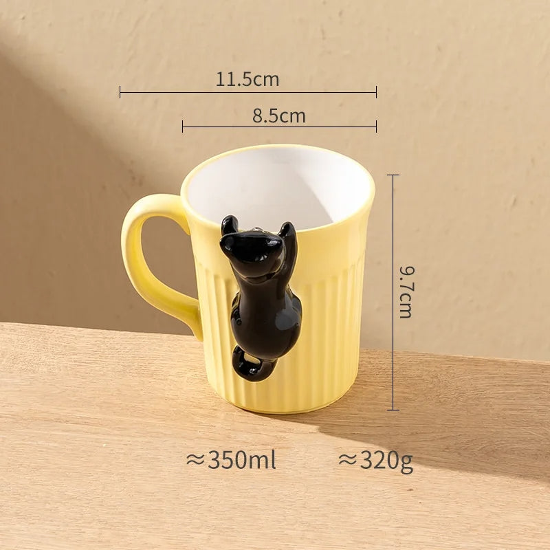 Cute Climbing Cat Ceramic Mug