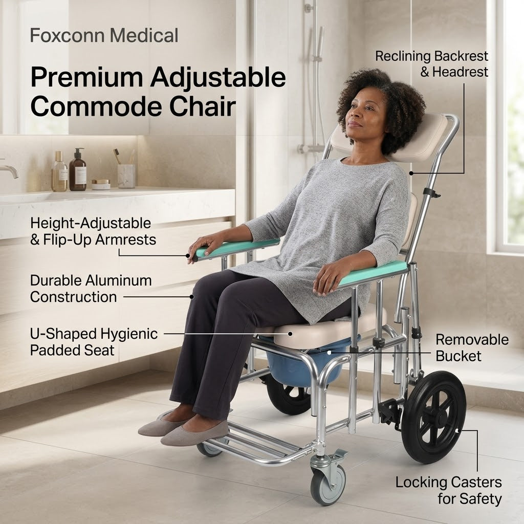 Safe Seat Adjustable Shower Patient Transport Chair - Image 6