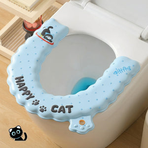 Cat-Print Waterproof Toilet Seat Cushion Cover - Image 0