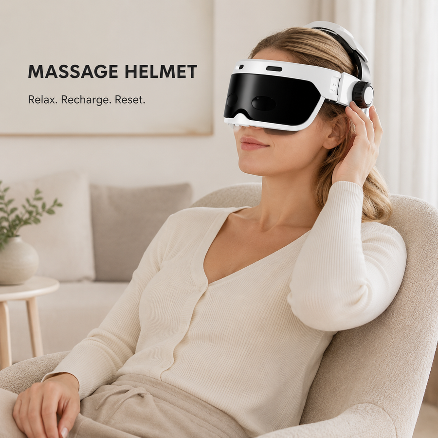 Wiederaufladbarer elektrischer Heizkopf-Augenmassage-Helm