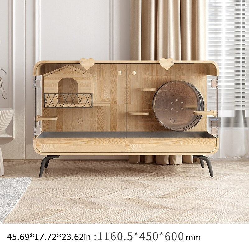 Dreamscape Panoramic Transparent Solid Wood Pet House - Image 9