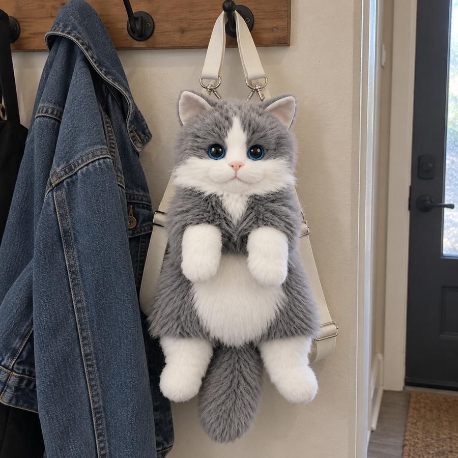 Never Let Go Cat Plush Backpack