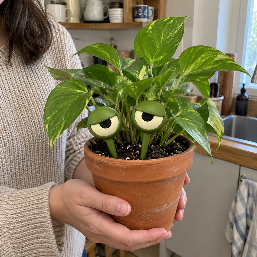 Grumpy Ansigts Øjenplante Dekoration