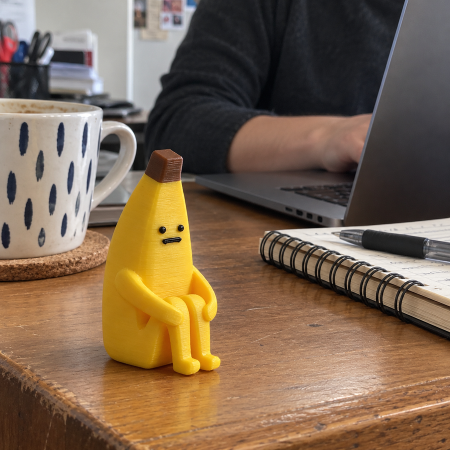 Ängstliche einsame Bananenfigur