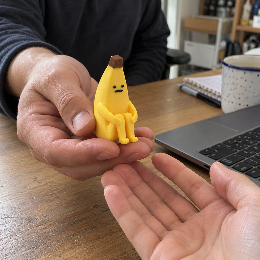 Ängstliche einsame Bananenfigur